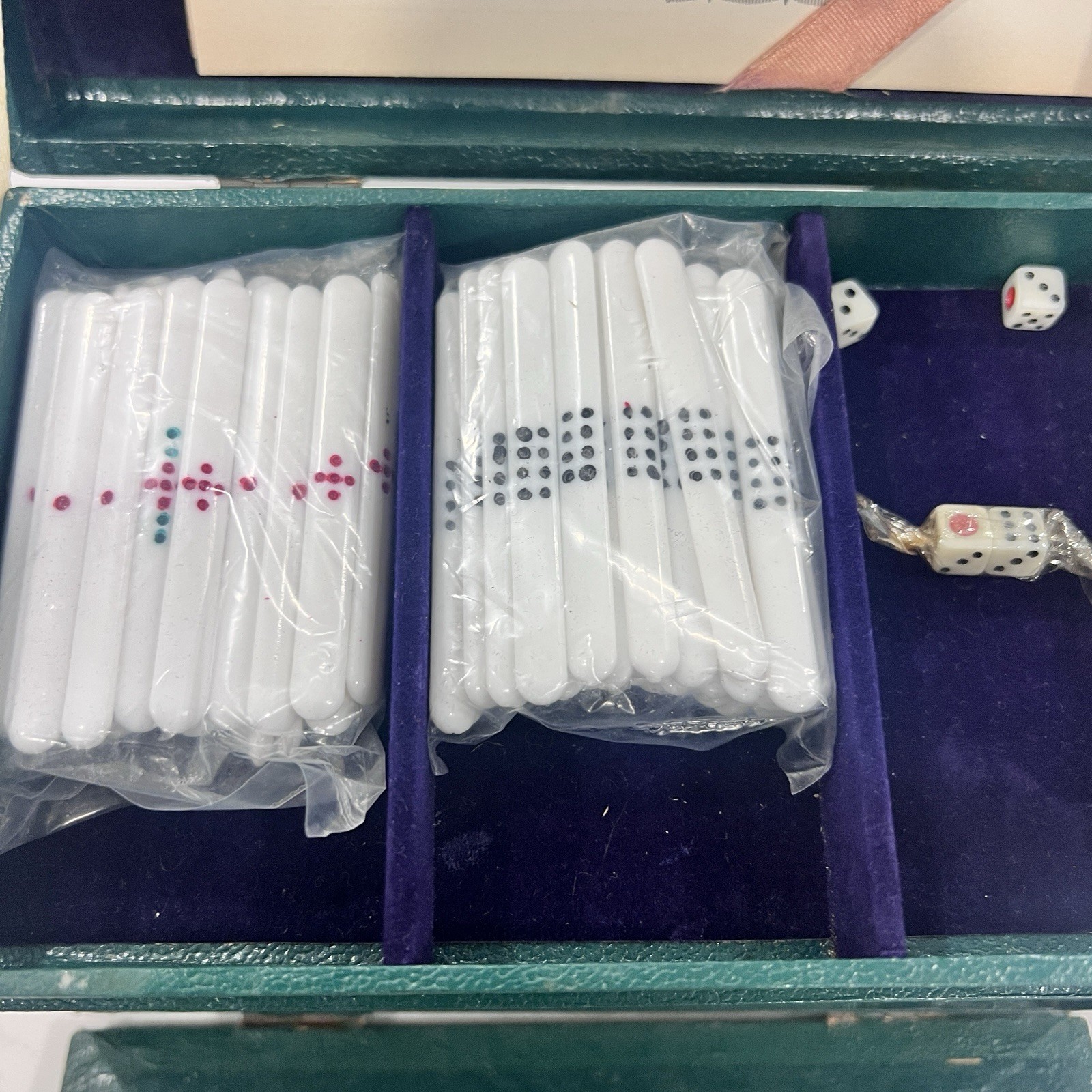 Vintage Chinese Mah Jongg bone and bamboo set