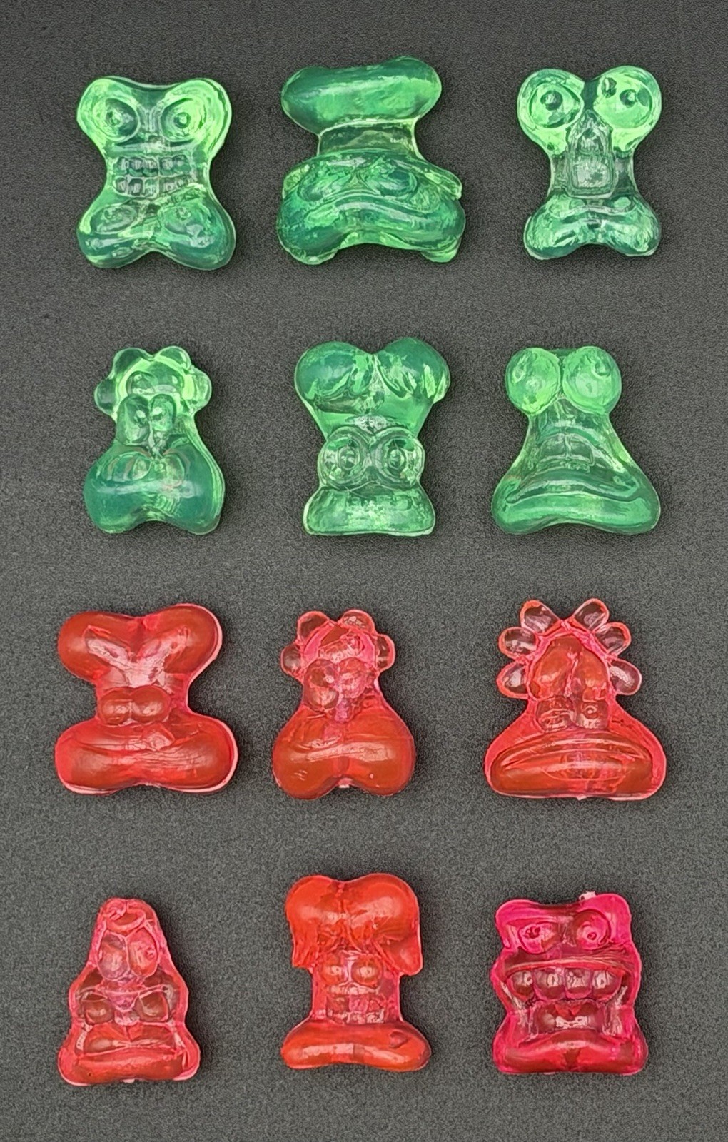 Lot of 12 Jelly Classic Gogo’s Crazy Bones Series 1 Green & Pink Variants