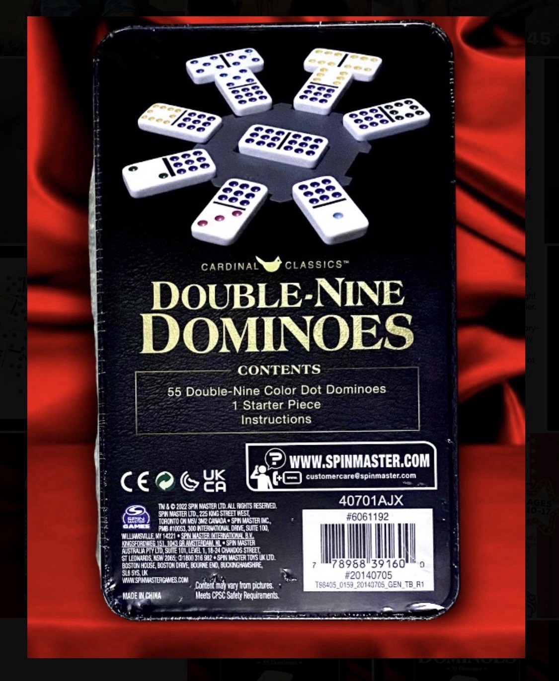 Spin Master Games Cardinal Classics Double Nine Dominoes 55pc Set in Storage Tin