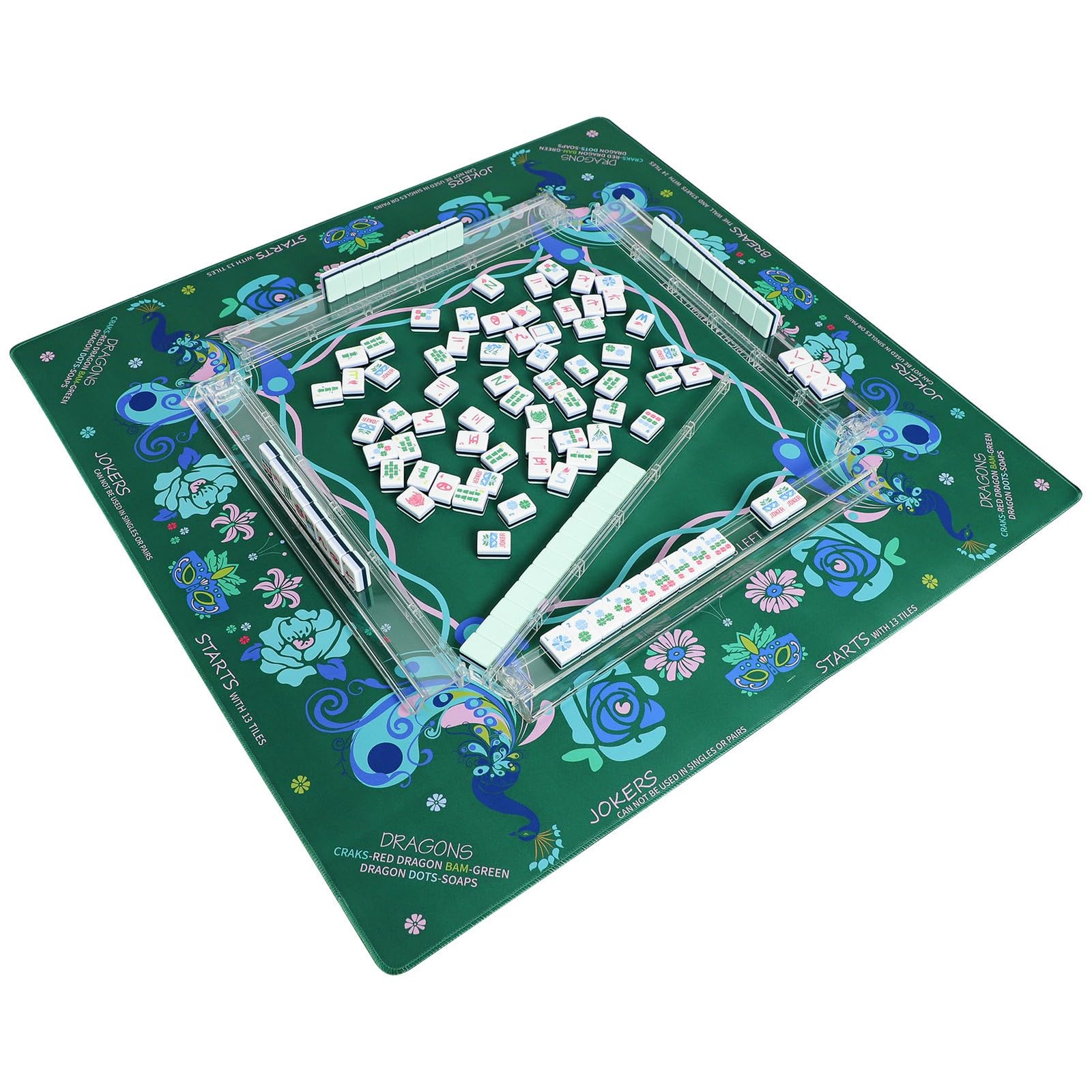 Printed American Learning Mahjong Mat 33”x33” with Black Carrying Bag, AntiSl…