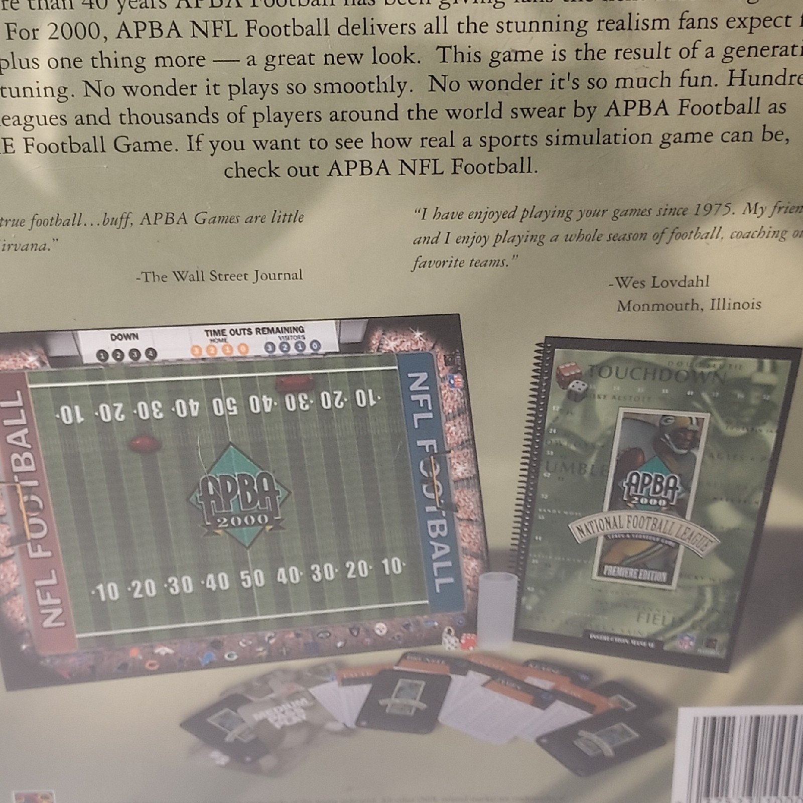 APBA 2000 National Football League NFL Premiere Edition Stats & Strategy Game