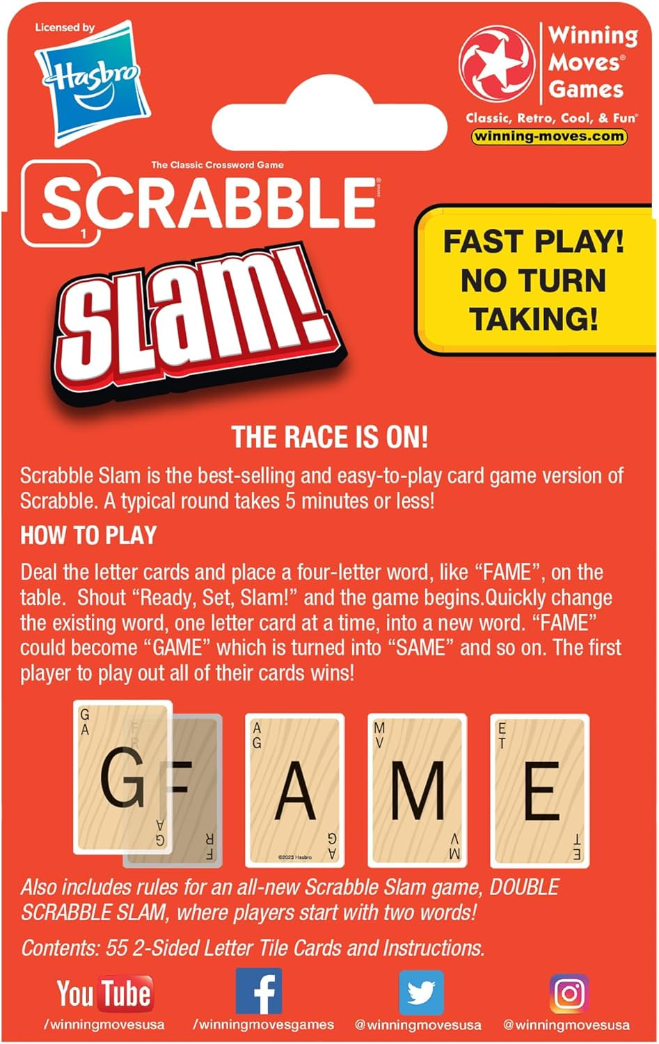 Scrabble Slam Fast Paced Card Game Travel Size Word Formation Fun