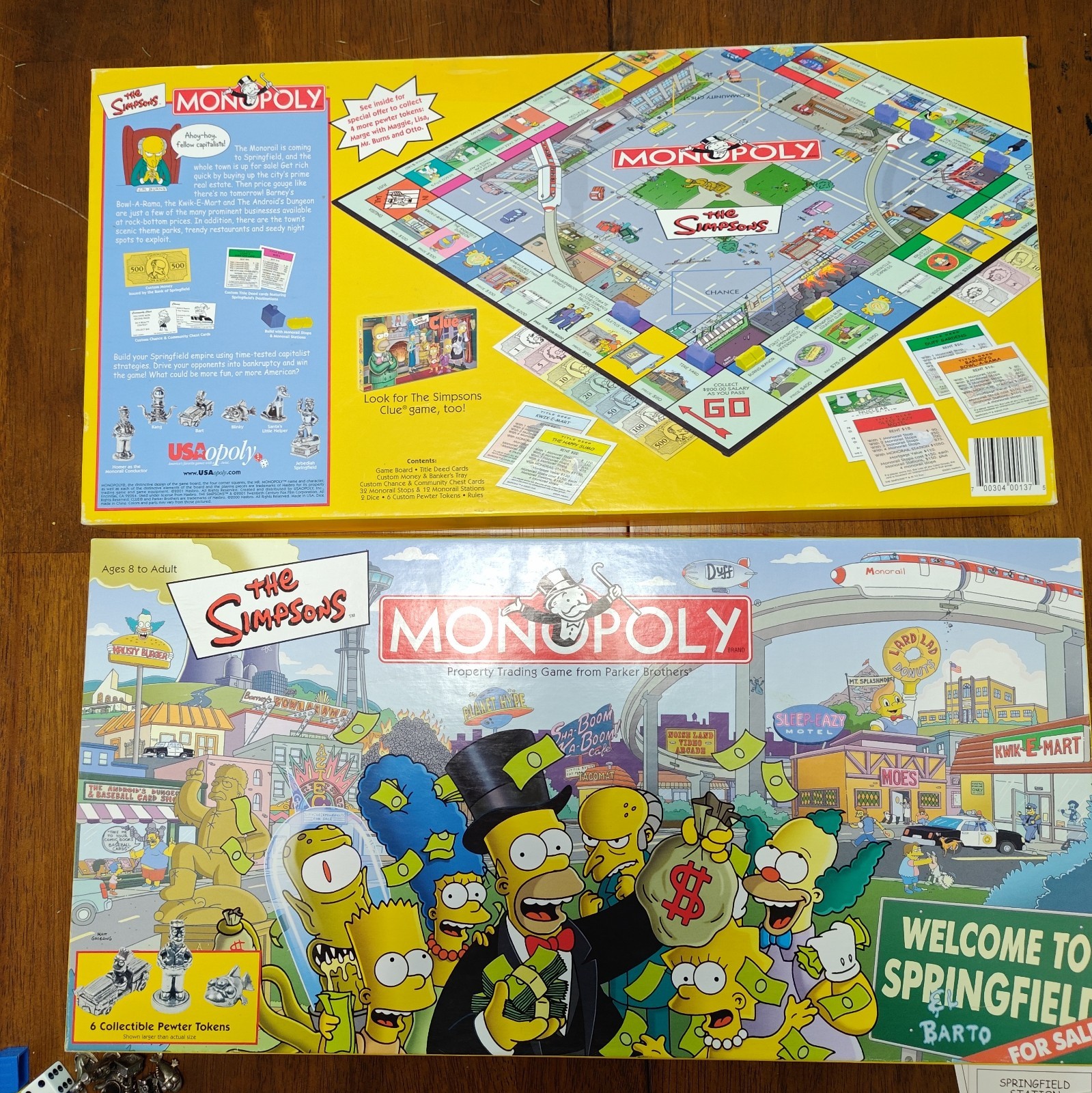 The Simpsons Monopoly Board Game W/ All 6 Pewter Tokens | Fully Complete In Box