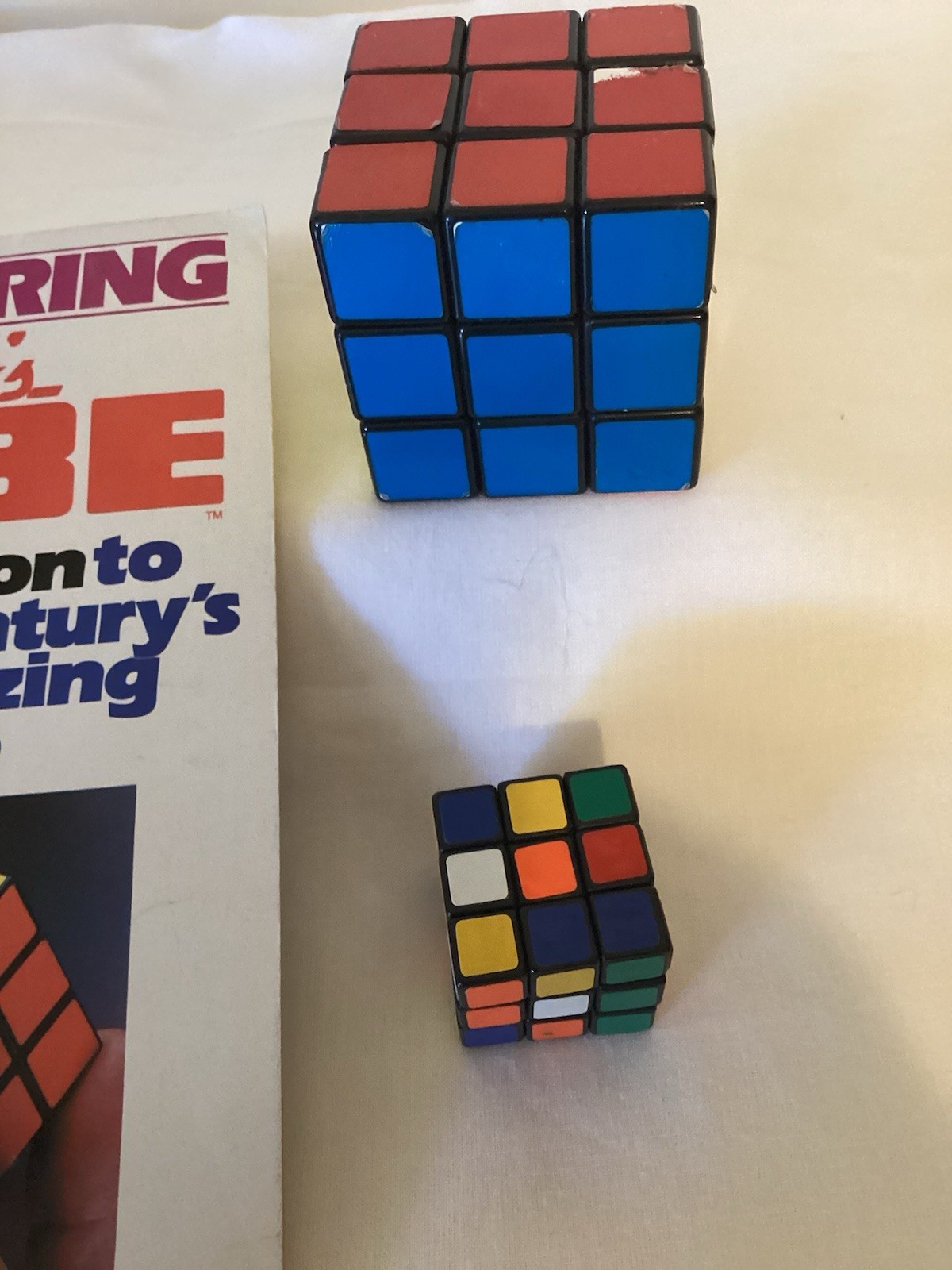 Original Rubik’s Cube, Mini Cube and 1980 Instruction Book