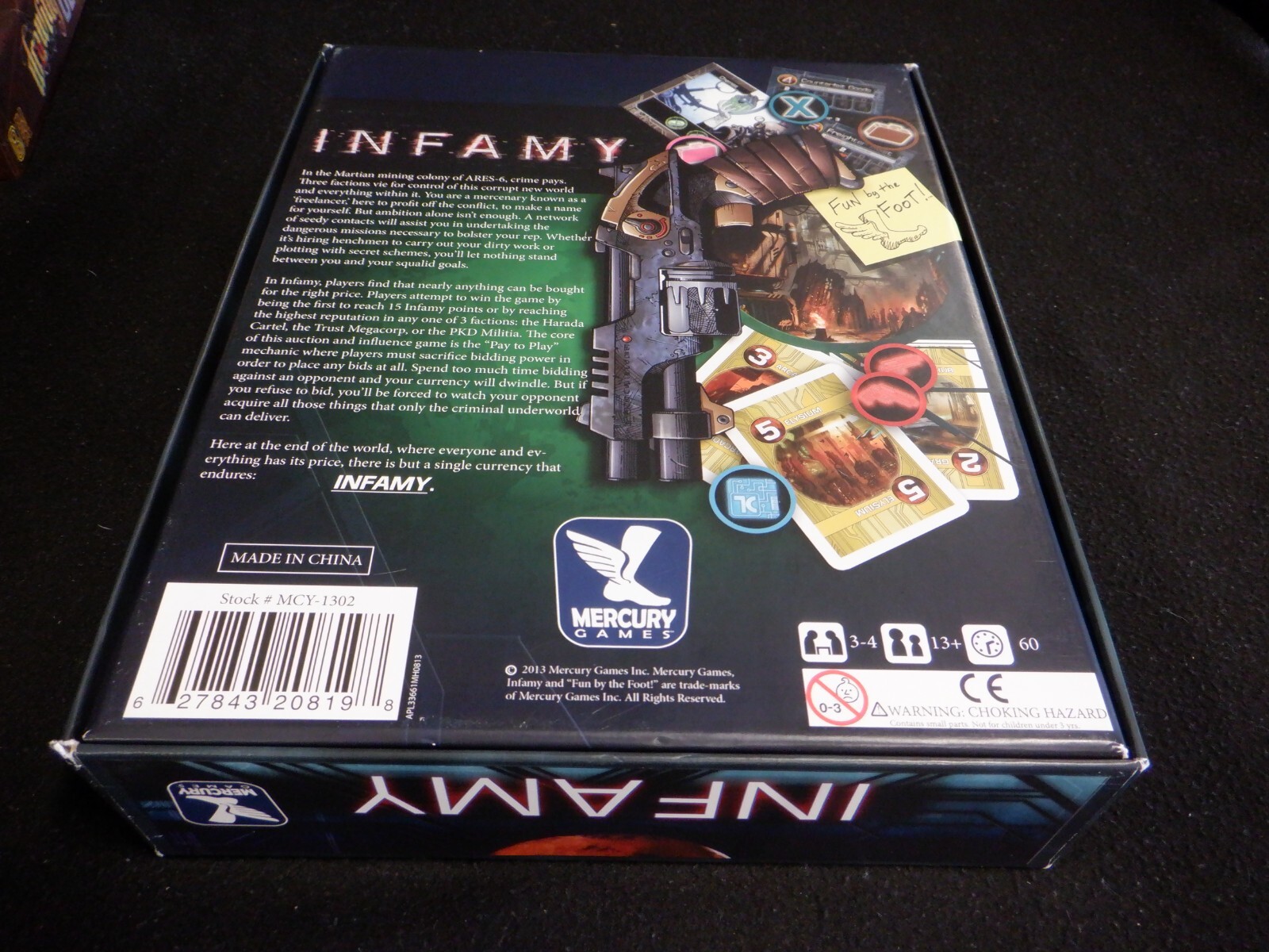 Board Games – Mercury Games Infamy – Complete – Excellent Condition