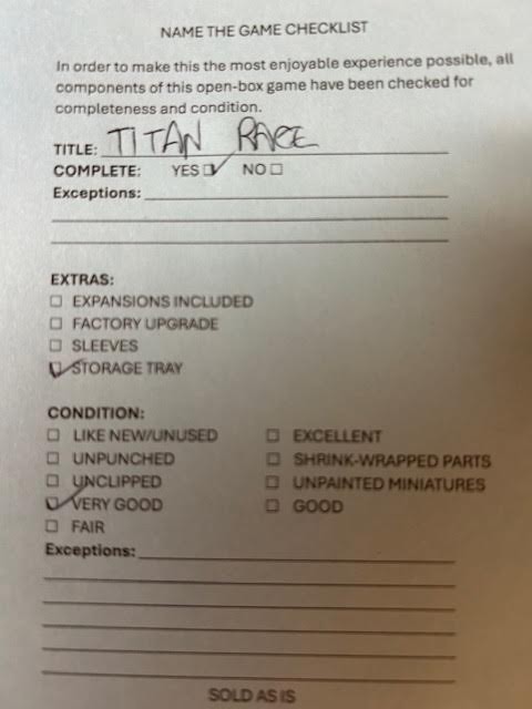 Titan Race COMPLETE OPEN BOX board game by Fun Forge