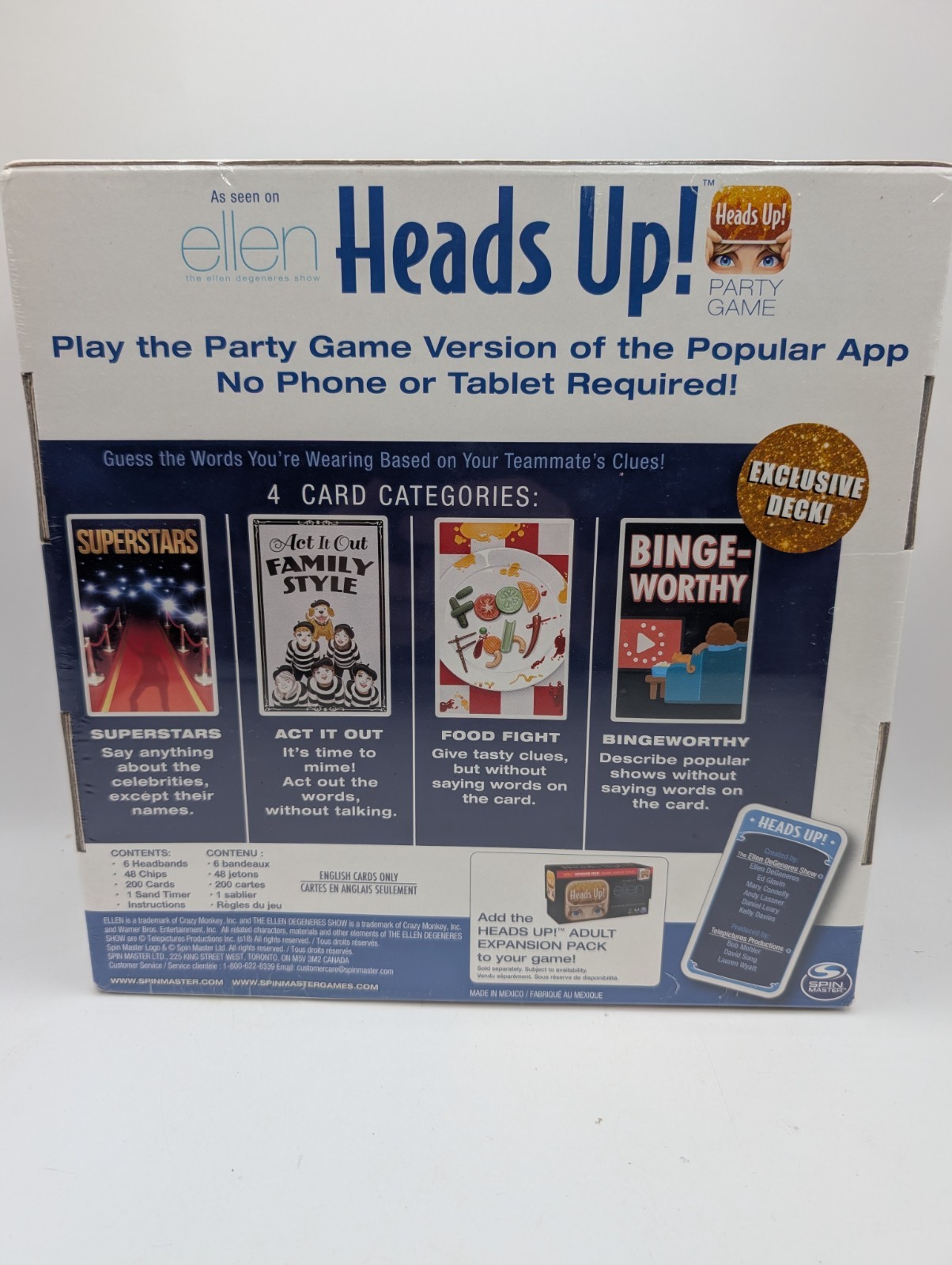 Heads Up! Party Game 3rd Edition an As Seen on Ellen Spinmaster New Sealed