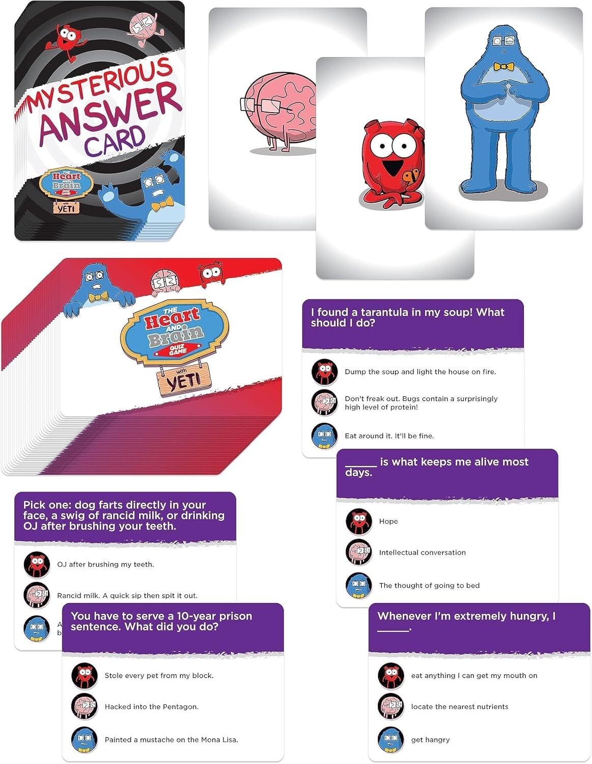 New Sealed Heart and Brain Quiz Game Awkward Yeti Personality Game 8+ Free Ship
