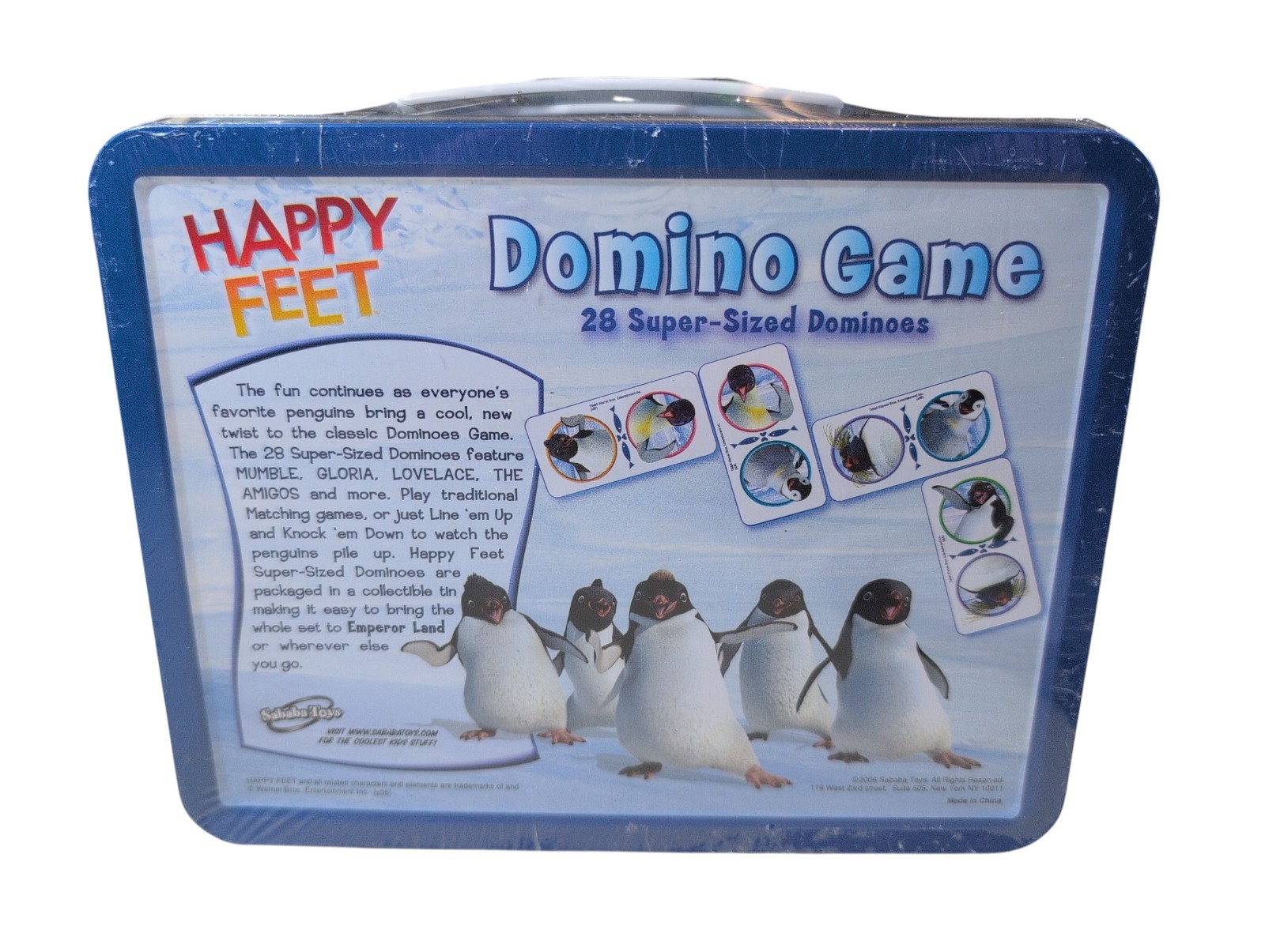 Happy Feet Domino Game Penguins 28 Super-Sized Pieces Lunch Box Case Sealed