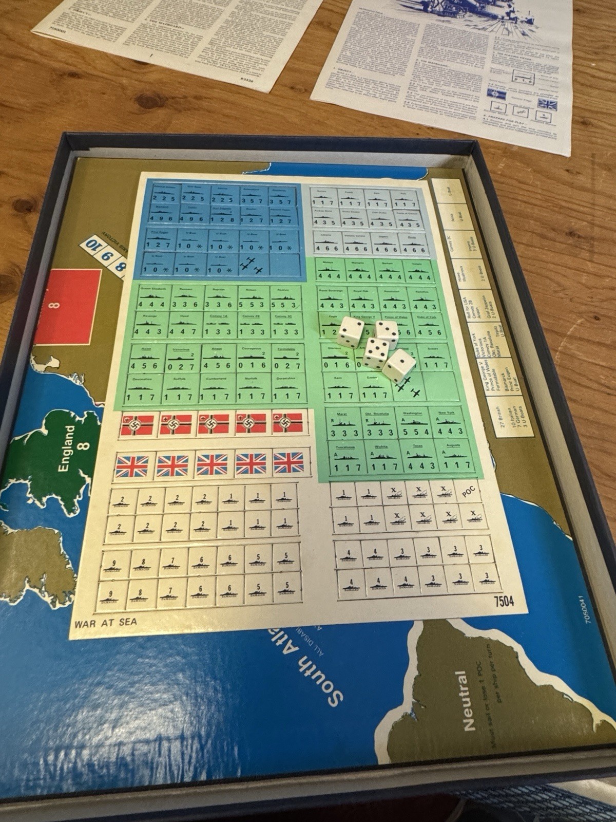 WAR AT SEA Avalon Hill 1976 Complete – Unpunched