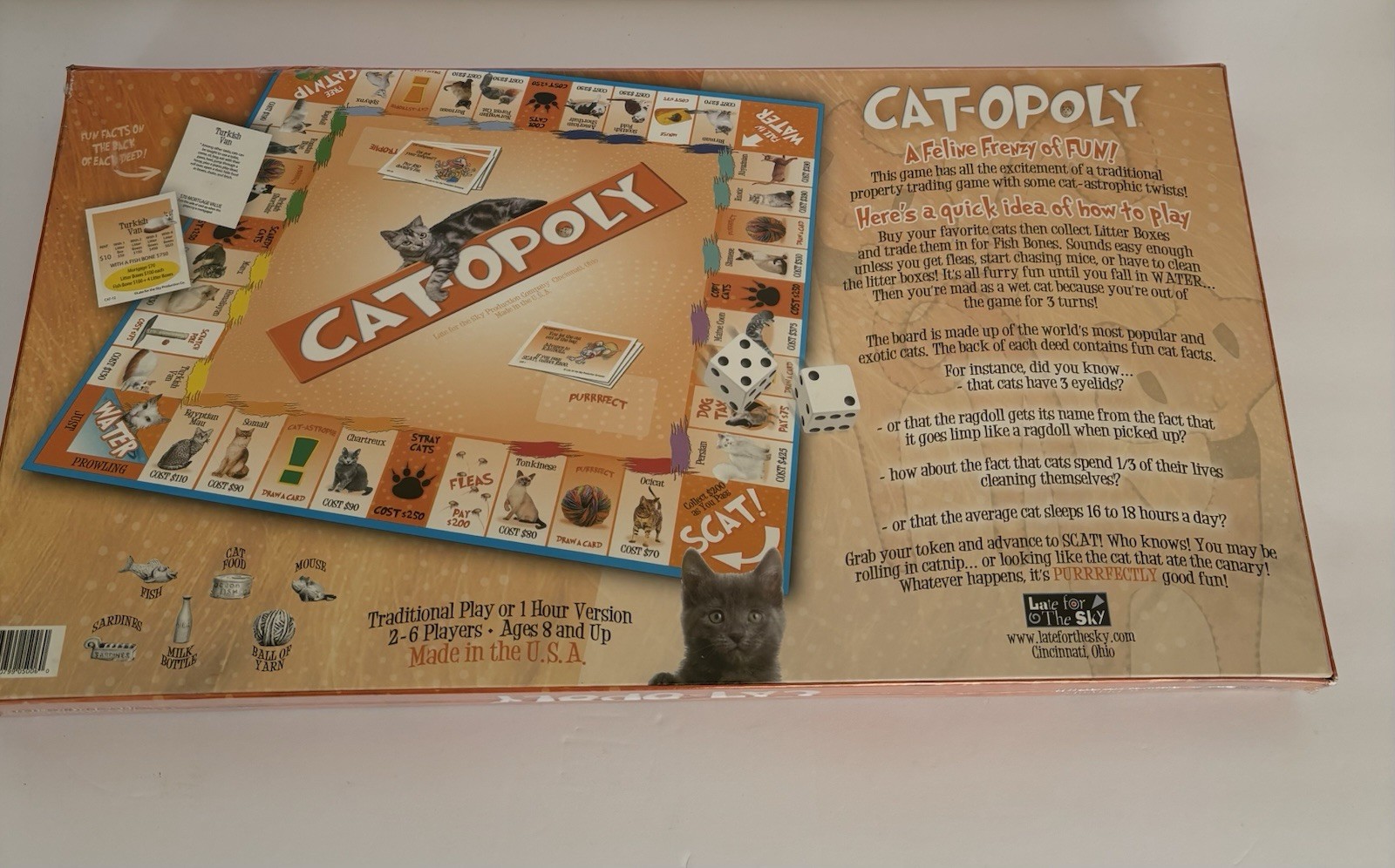Late for the Sky Cat-Opoly Board Game Traditional Play 1 Hour, 2+ Players, 8+