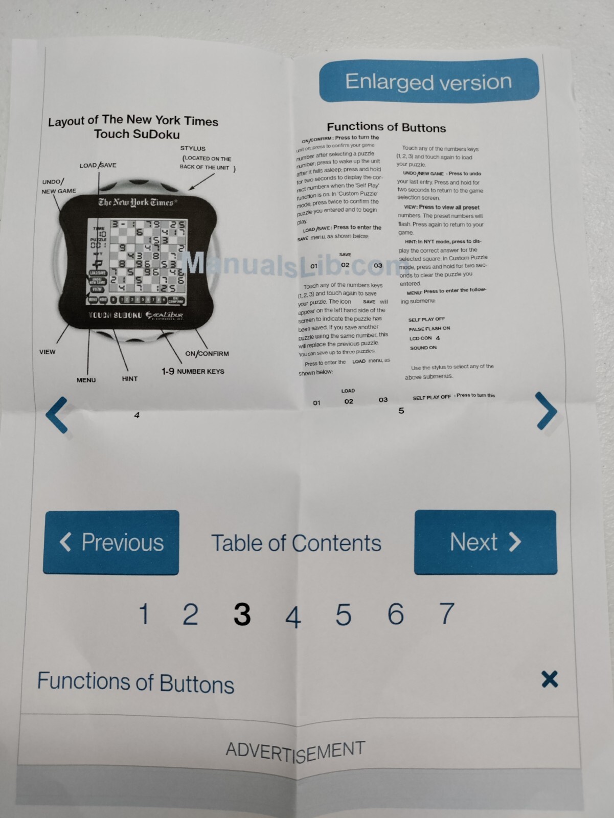 Sudoku Travel Puzzle Touch Screen Excalibur NY Times 53 2006 TESTED/Batteries