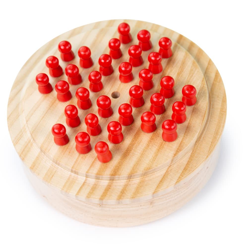 Bigjigs Toys Mini Solitaire Game – 32 Piece Solitaire Board Game with Wooden Peg