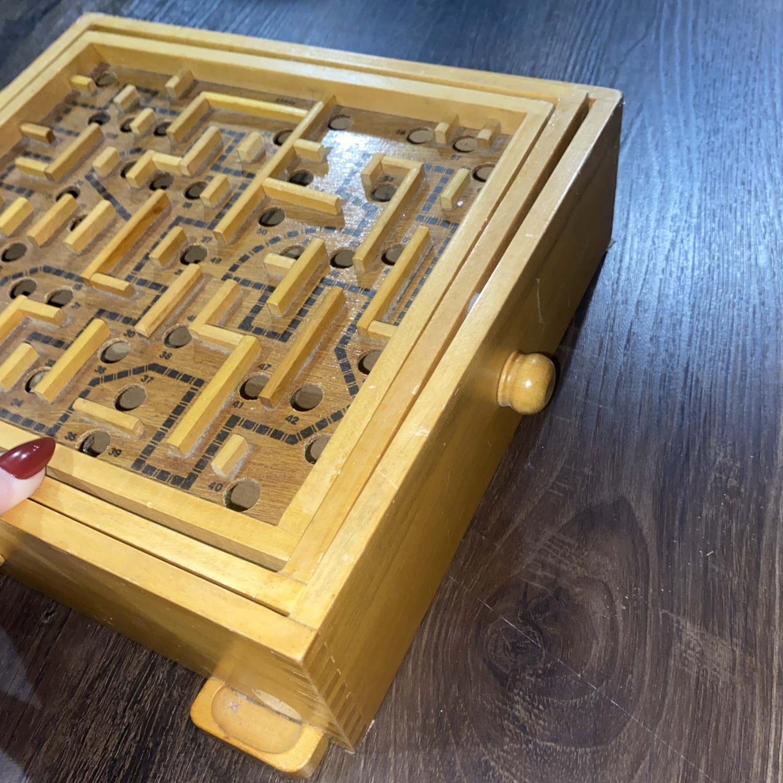 Labyrinth Wooden Maze Game with One Steel Marble, Puzzle Game 60 Holes