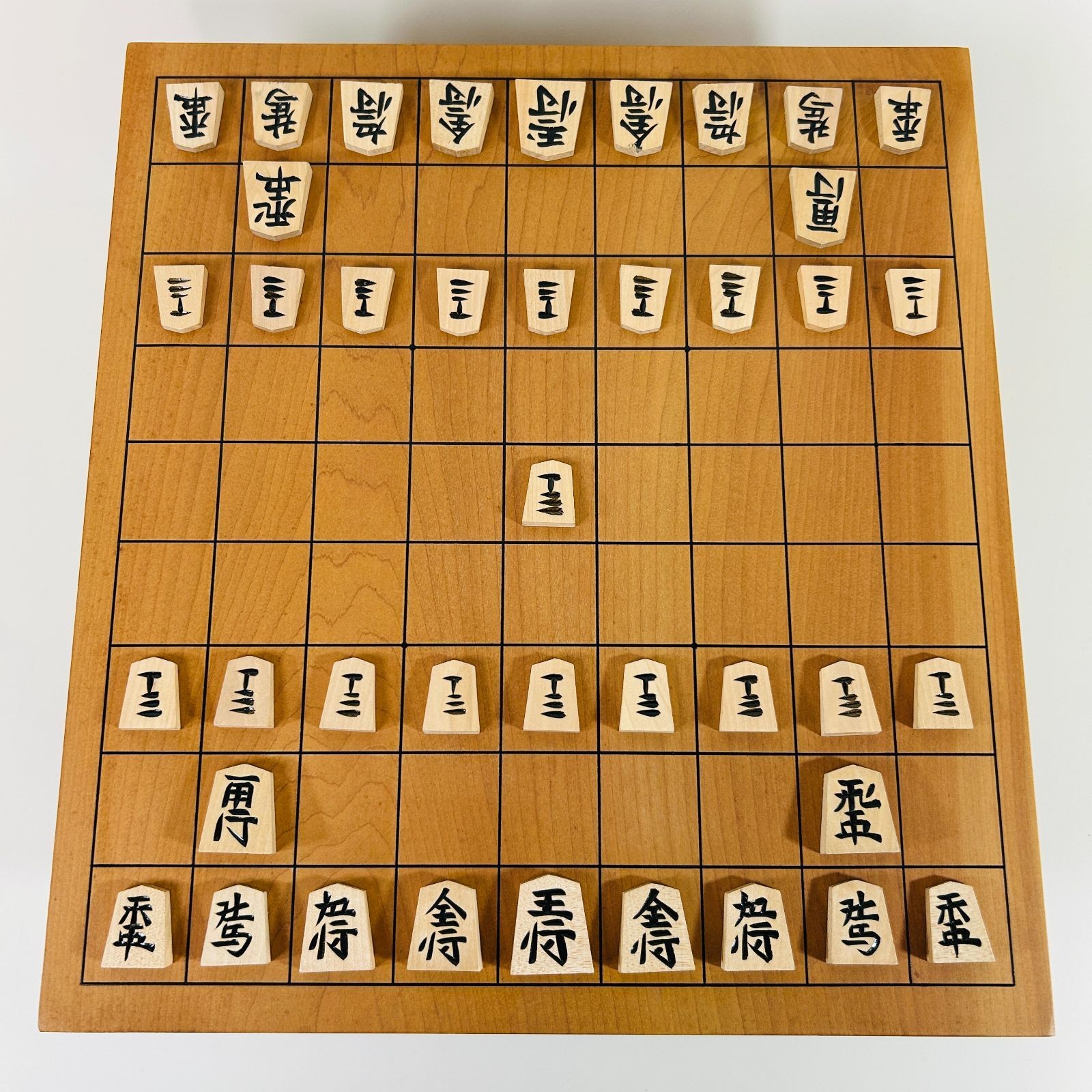 Natural Wood Black Carved Shogi Playable Set