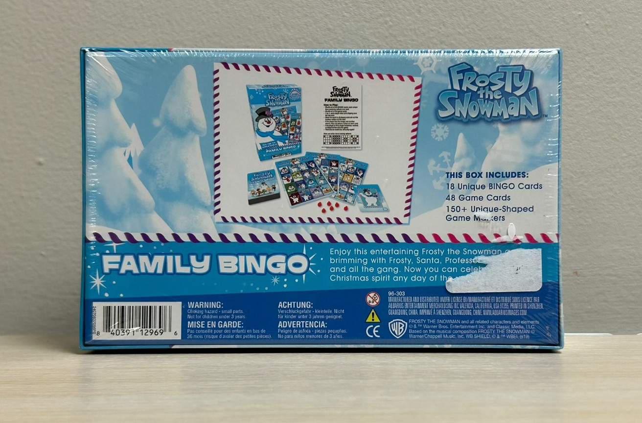 Frosty The Snowman Family Bingo Game Set New Factory Sealed 8+ Years 2-18 Player