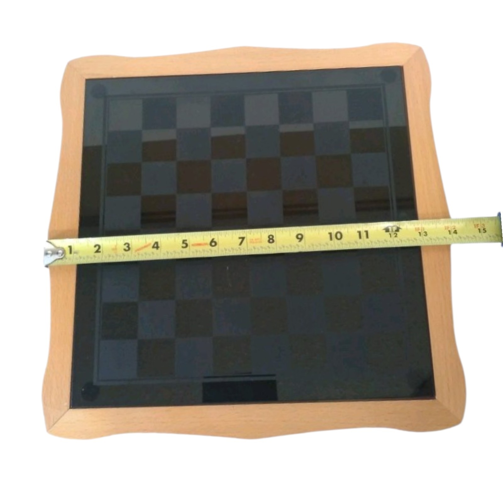 6 Game Combination Set Black Glass Board With Nice Solid Wood Holding Box 14×14
