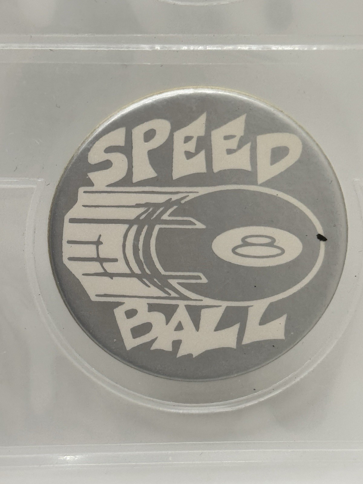 Rare! 90’s Vintage 8 Ball Pog “Speed” POG Milk Cap – Silver & White