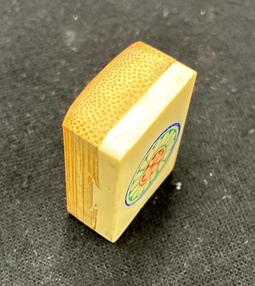 Vintage Chinese Bone & Bamboo Mahjong Set Metal Box 144 Tiles & Dice