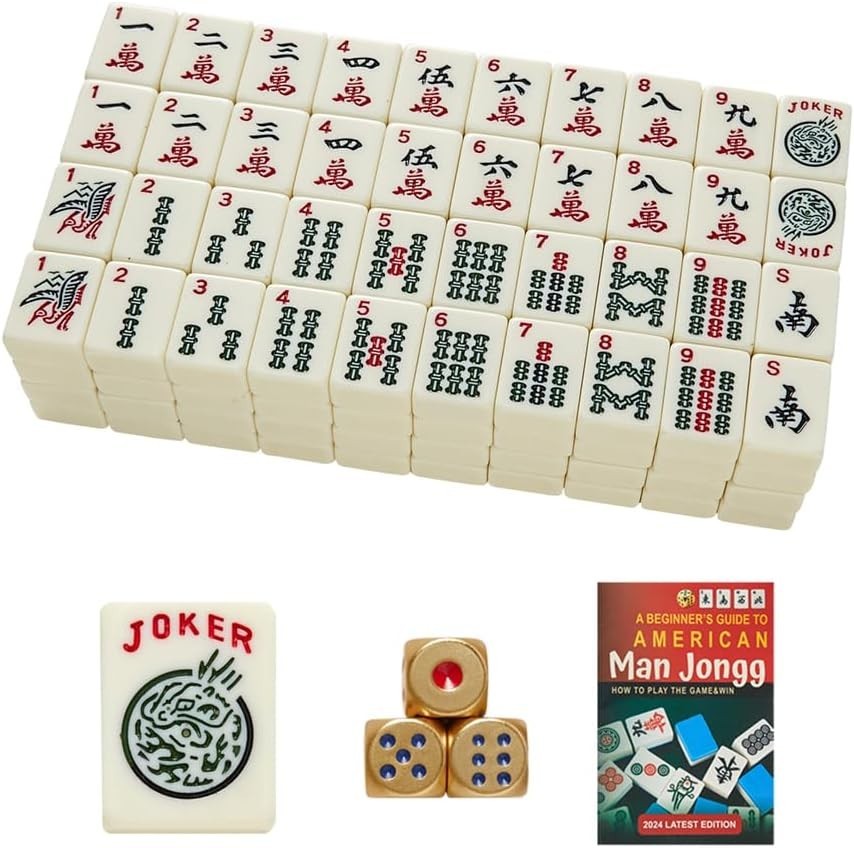 Compact Standard Sized 1.2” Mahjong Tiles – 166 Engraved and Durable Ivory Tiles