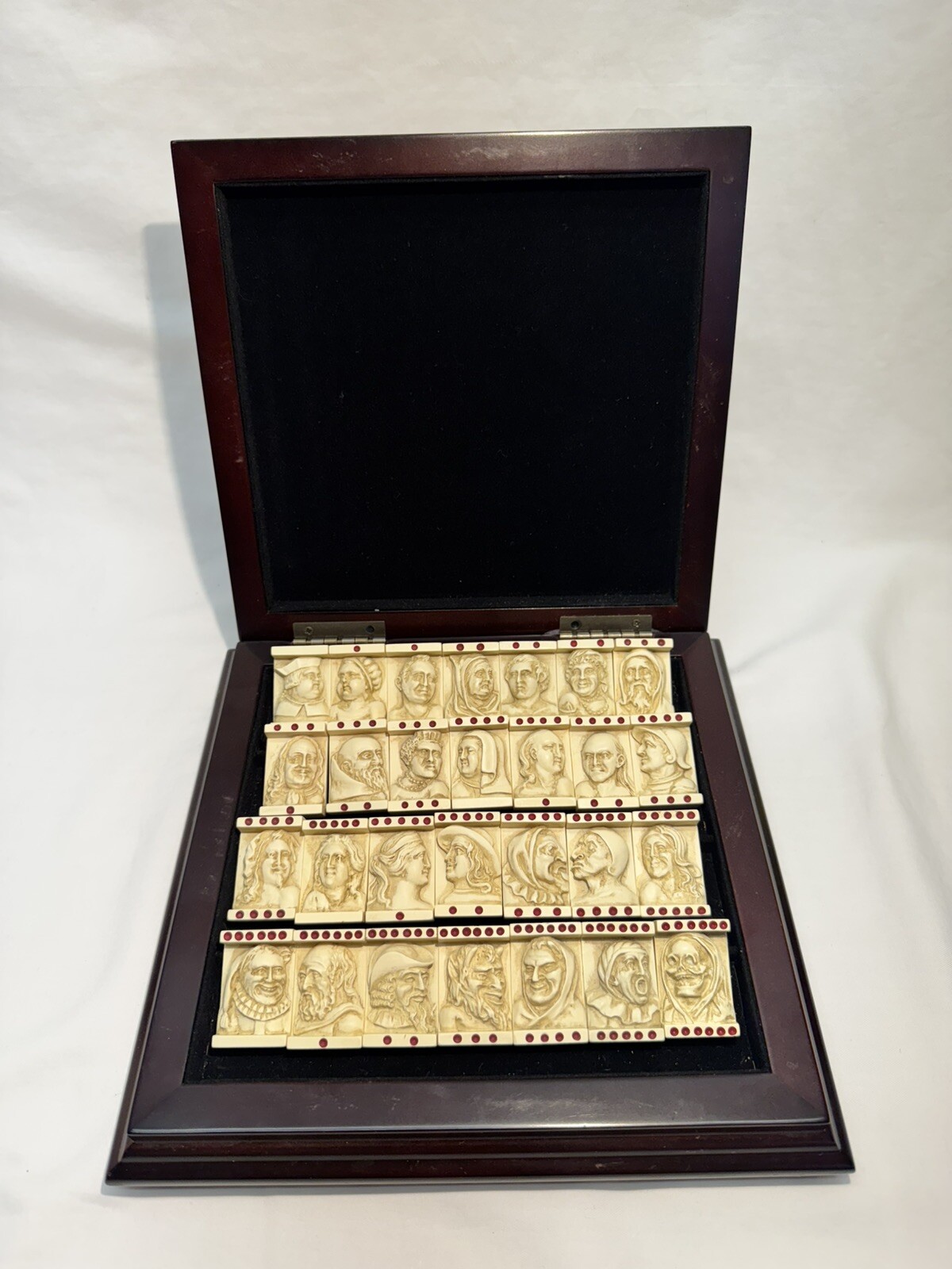Dutch Renaissance Dominos Gothic Revival Grotesque Medieval Set In Wood Case AM