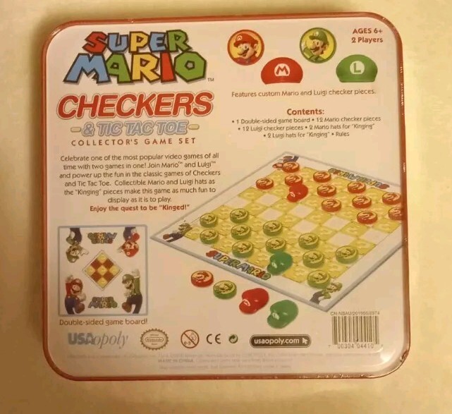 Super Mario Bros Checkers & Tic Tac Toe Collector’s Board Game Brand New Sealed