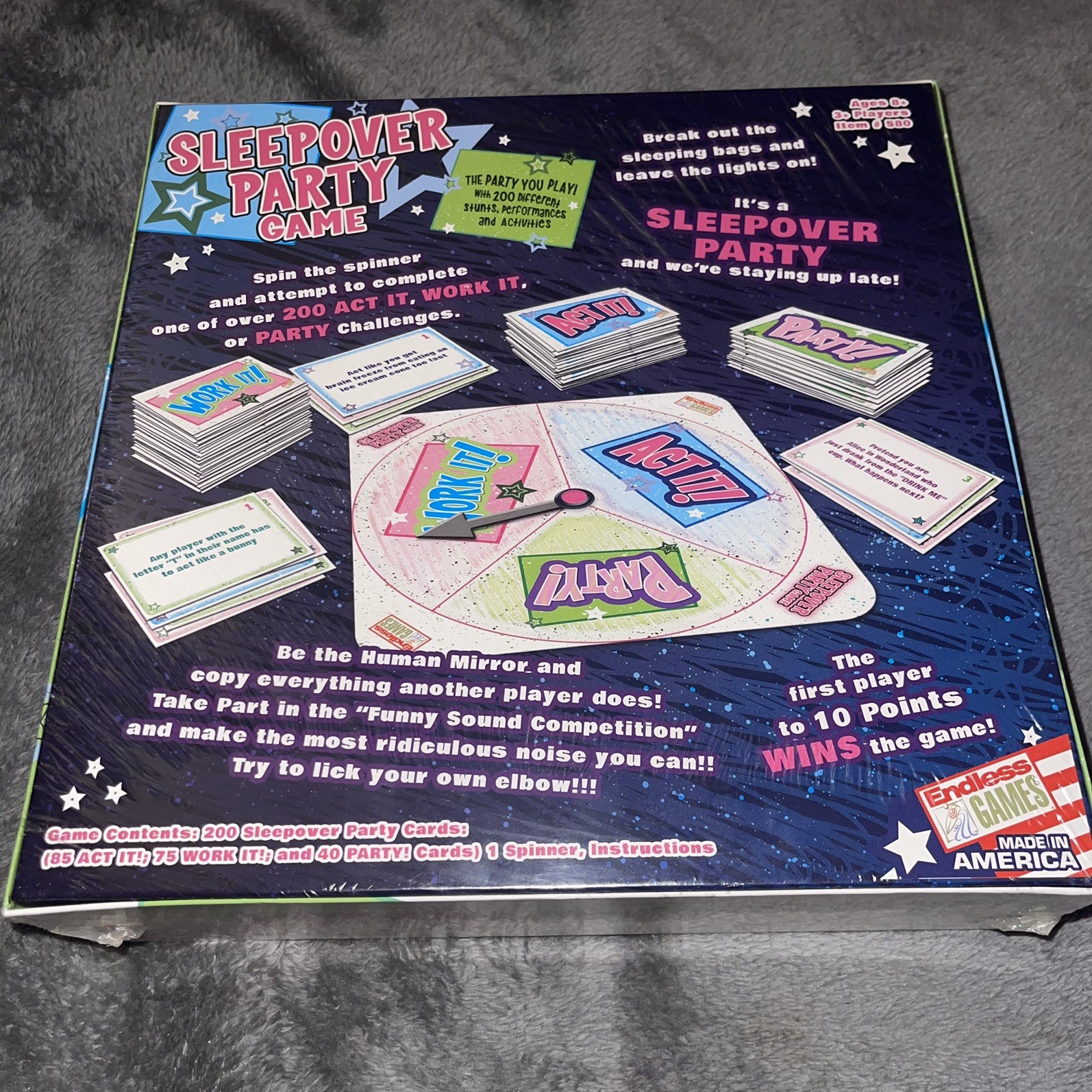 “SLEEPOVER PARTY GAME” 2014 Ages 8+ Complete By Endless Games Board Game NEW