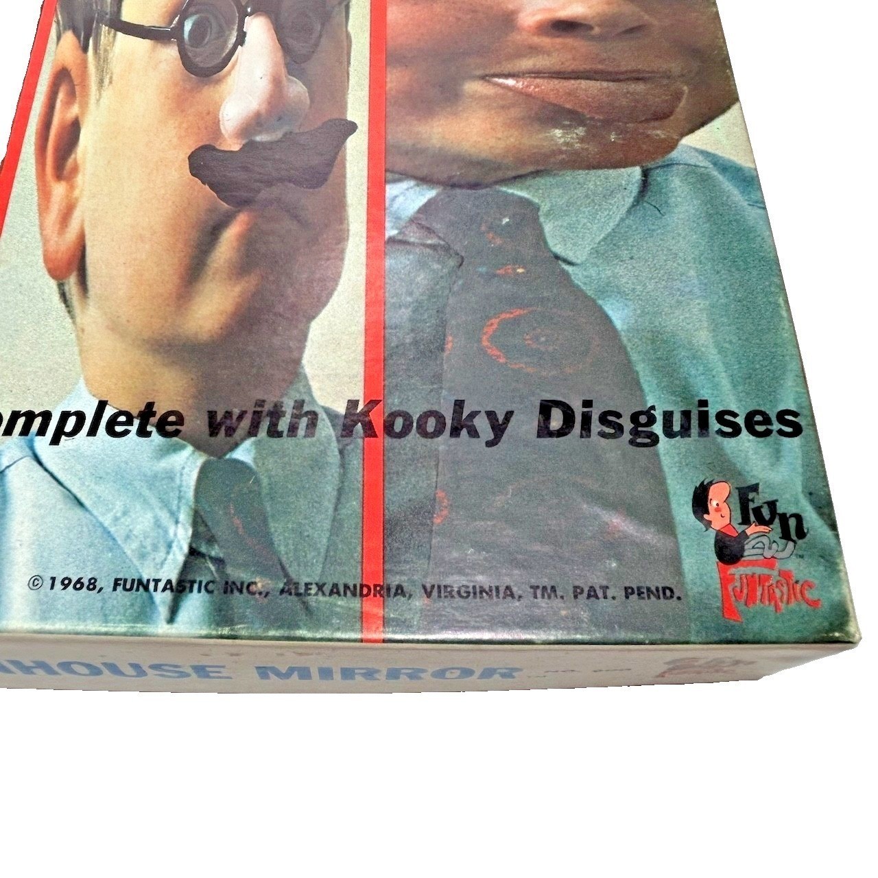 1968 Silly Faces Toy Funhouse Mirror Mustache Original Box Directions Fantastic