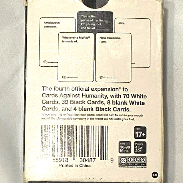 Cards Against Humanity Card Game Fourth Expansion Adult 100 Card Great Condition