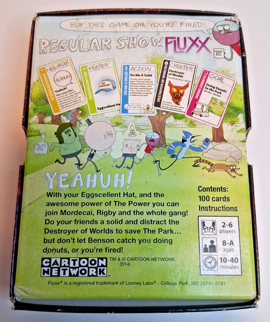 Regular Show Fluxx Card Game Cartoon Network Looney Labs Complete w/ Box