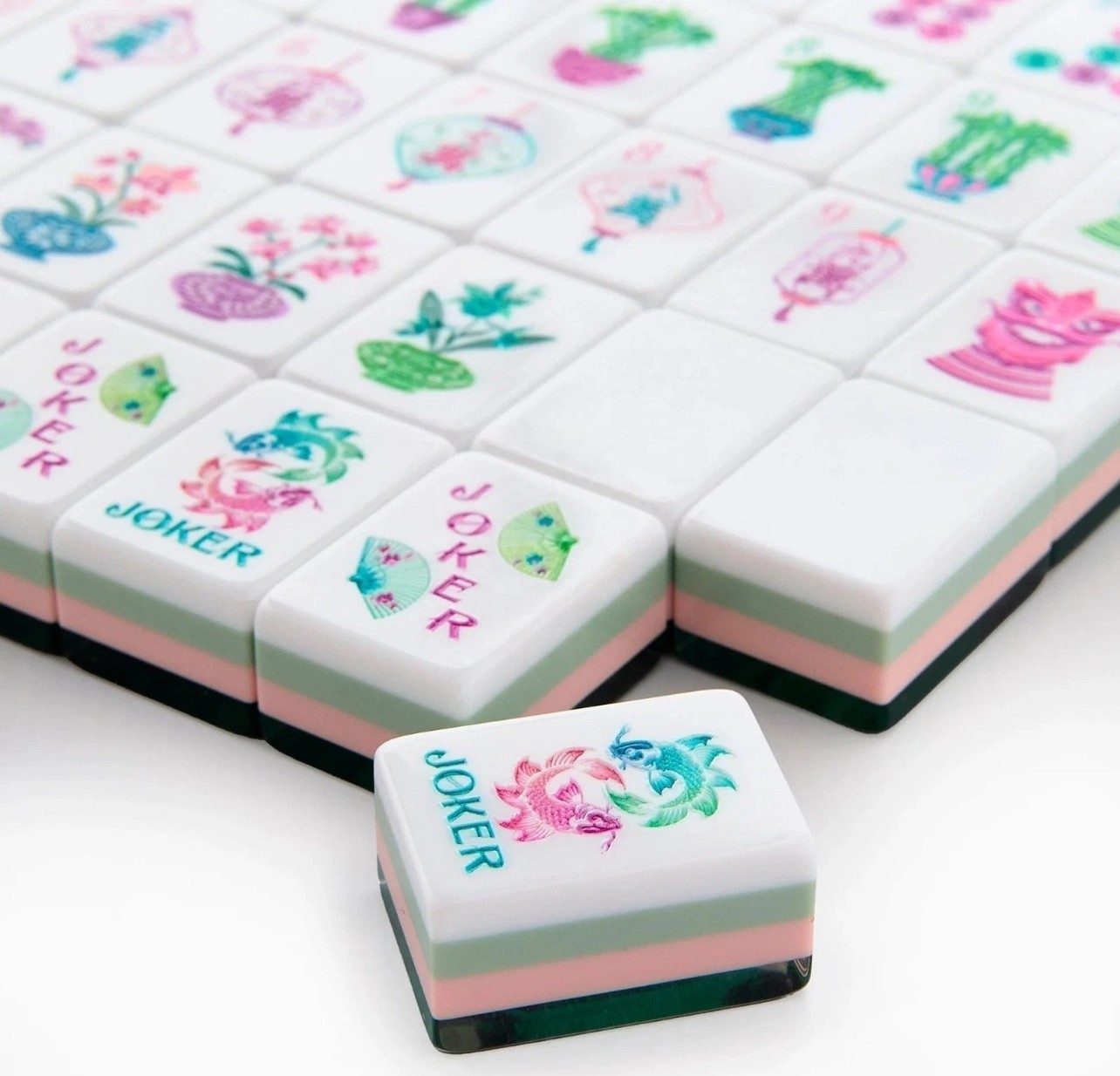American Mahjong Tiles 160-Piece Acrylic 4-Layer Emerald Green + Storage bag