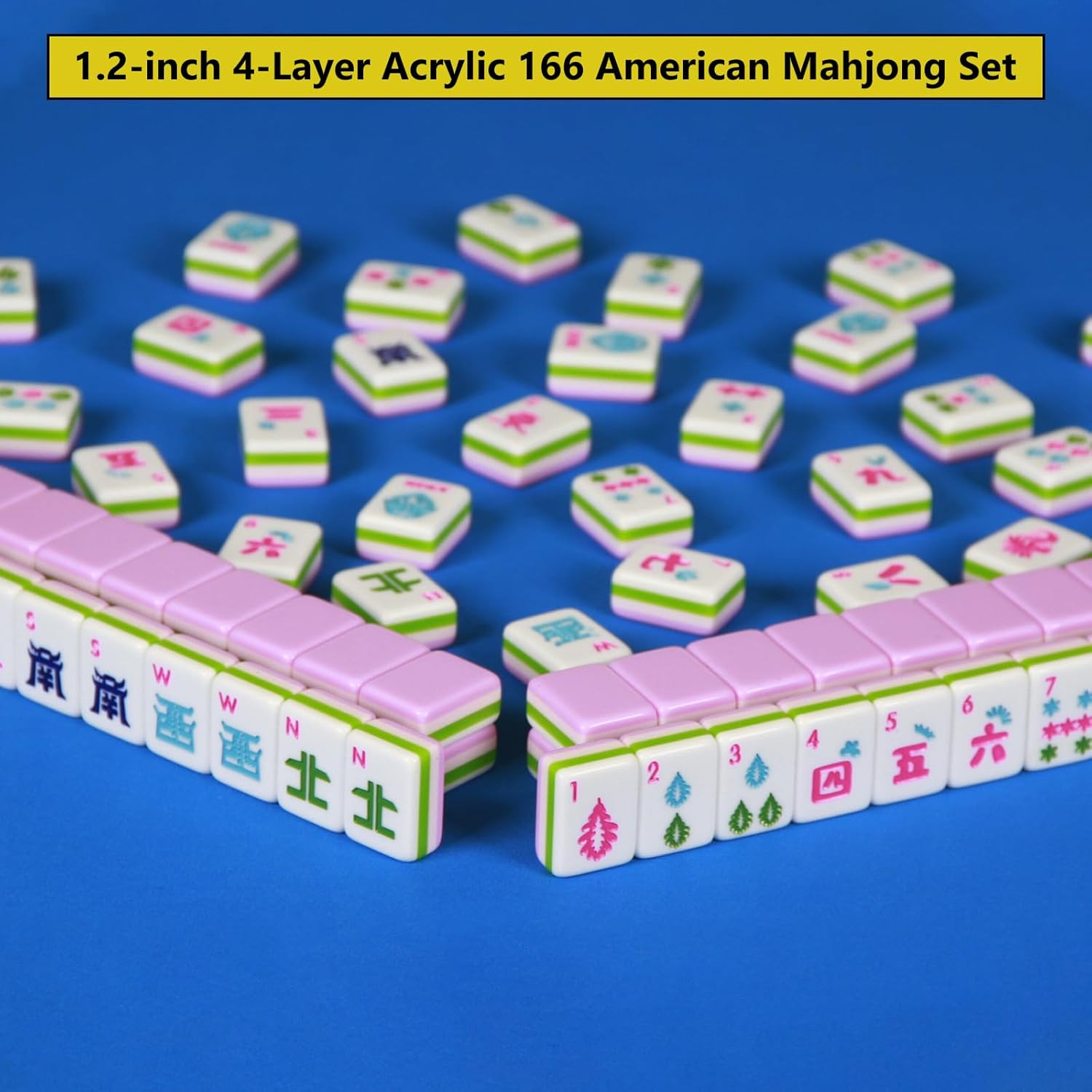 Pink 4 Layer Mahjong Set 166 American Mahjong Set 1.2-Inch Acrylic Mahjong Tile