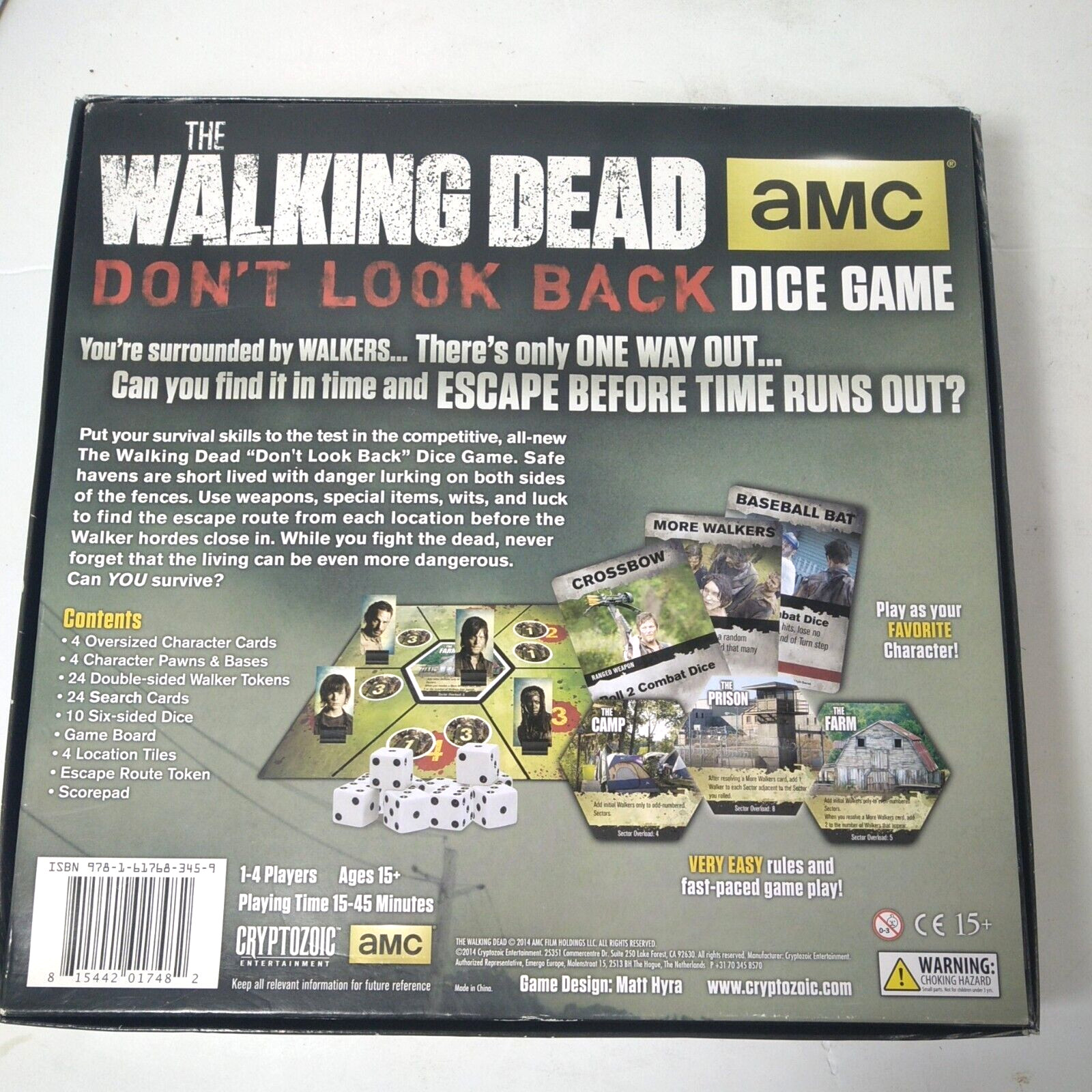 AMC The Walking Dead Don’t Look Back Dice Board Game 2014 Cryptozoic COMPLETE
