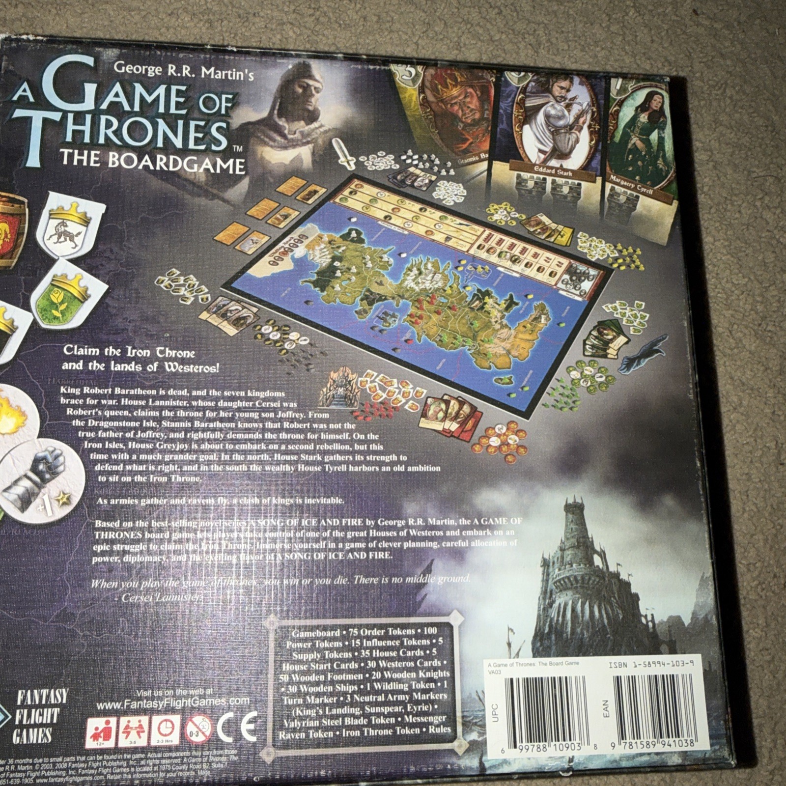 George R. Martin Game of Thrones and Expansion Clash of Kings board game