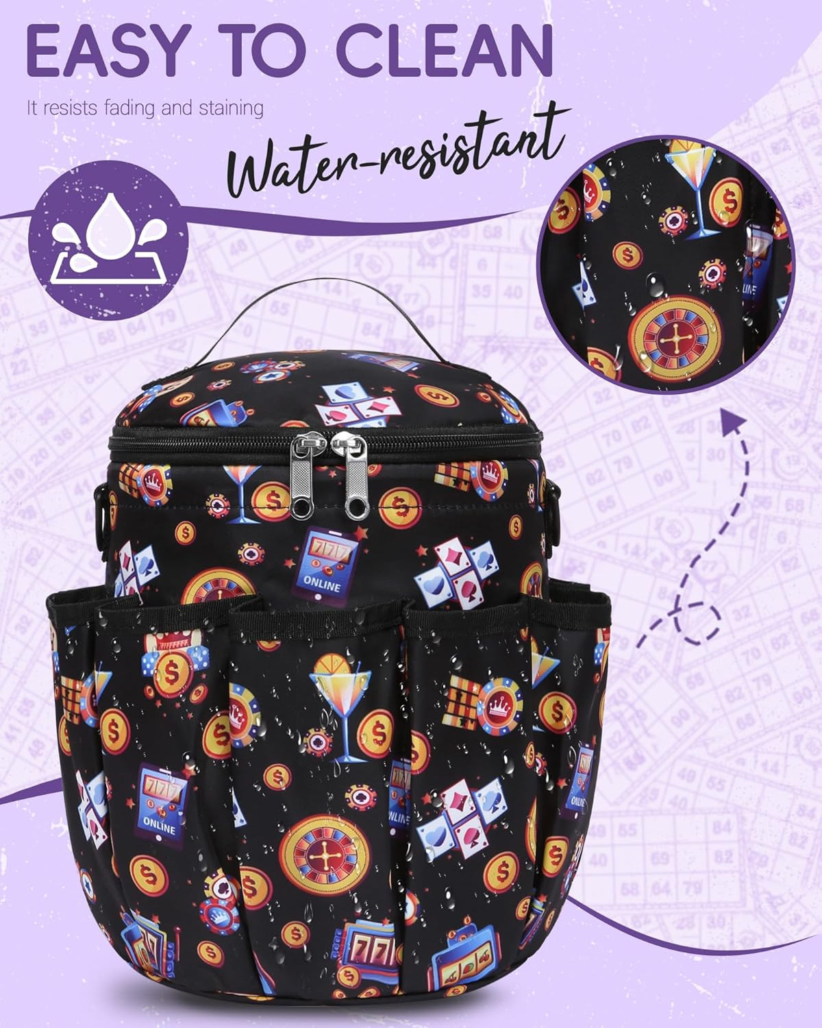 Bingo Bags with Pockets for Bingo Daubers Dabbers Dobbers Dotters Bingo Bag for
