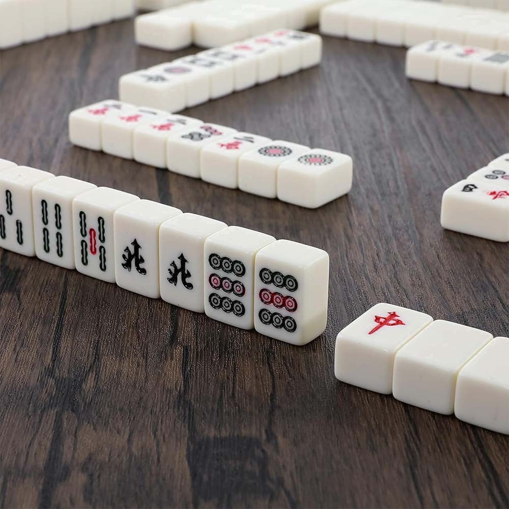 Vintage Chinese Mahjong Set Traditional 144 Tiles Mah-Jong Game Set Case Box