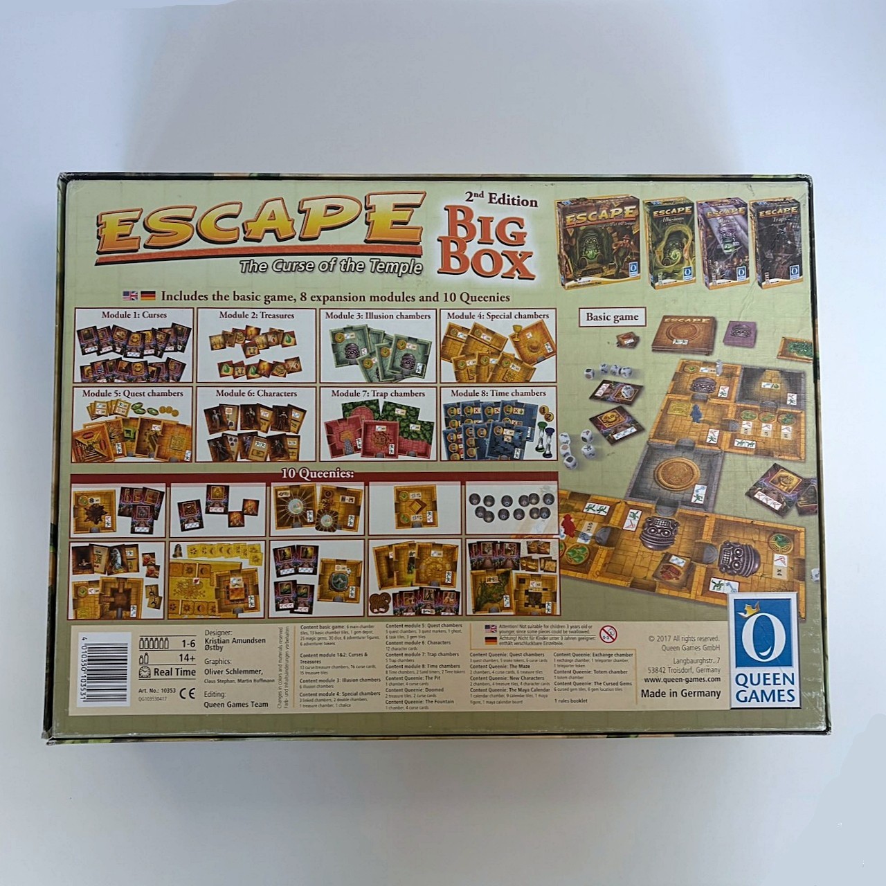 Escape – The Curse of the Temple 2nd Edition Board Game Big Box with 10 Queenies