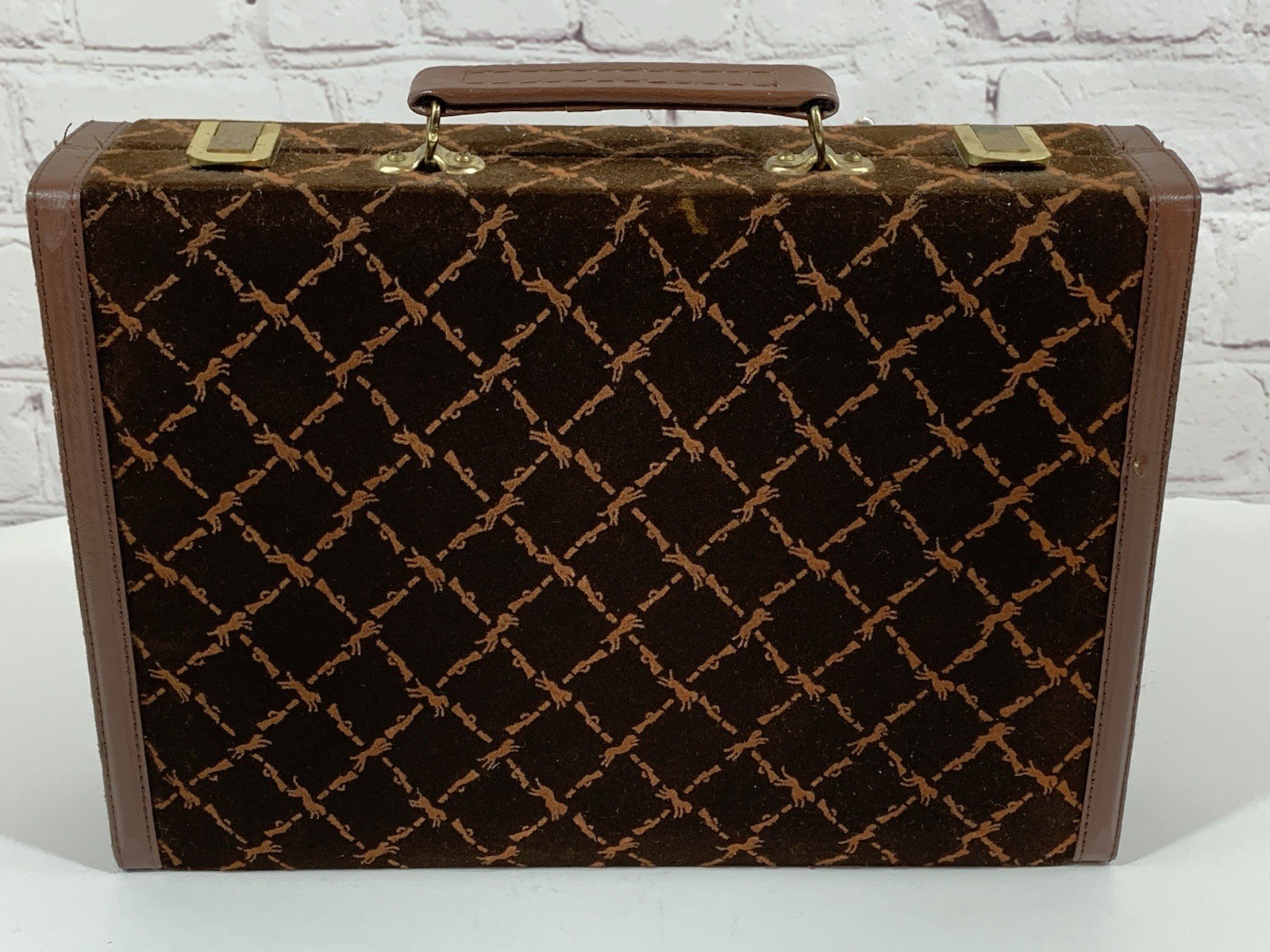VTG Aries Of Beverly Hills Rare Longchamp Brown Velvet Travel Backgammon Set