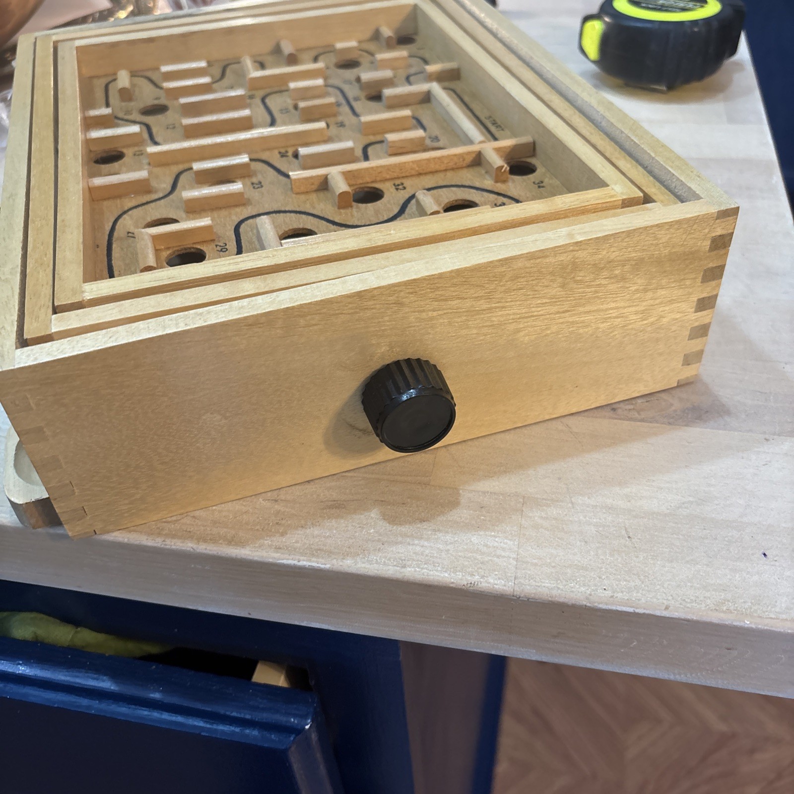 Vtg 80s Labyrinth Wooden Steel Ball Marble Tilting Maze Puzzle Game Roll-A-Maze