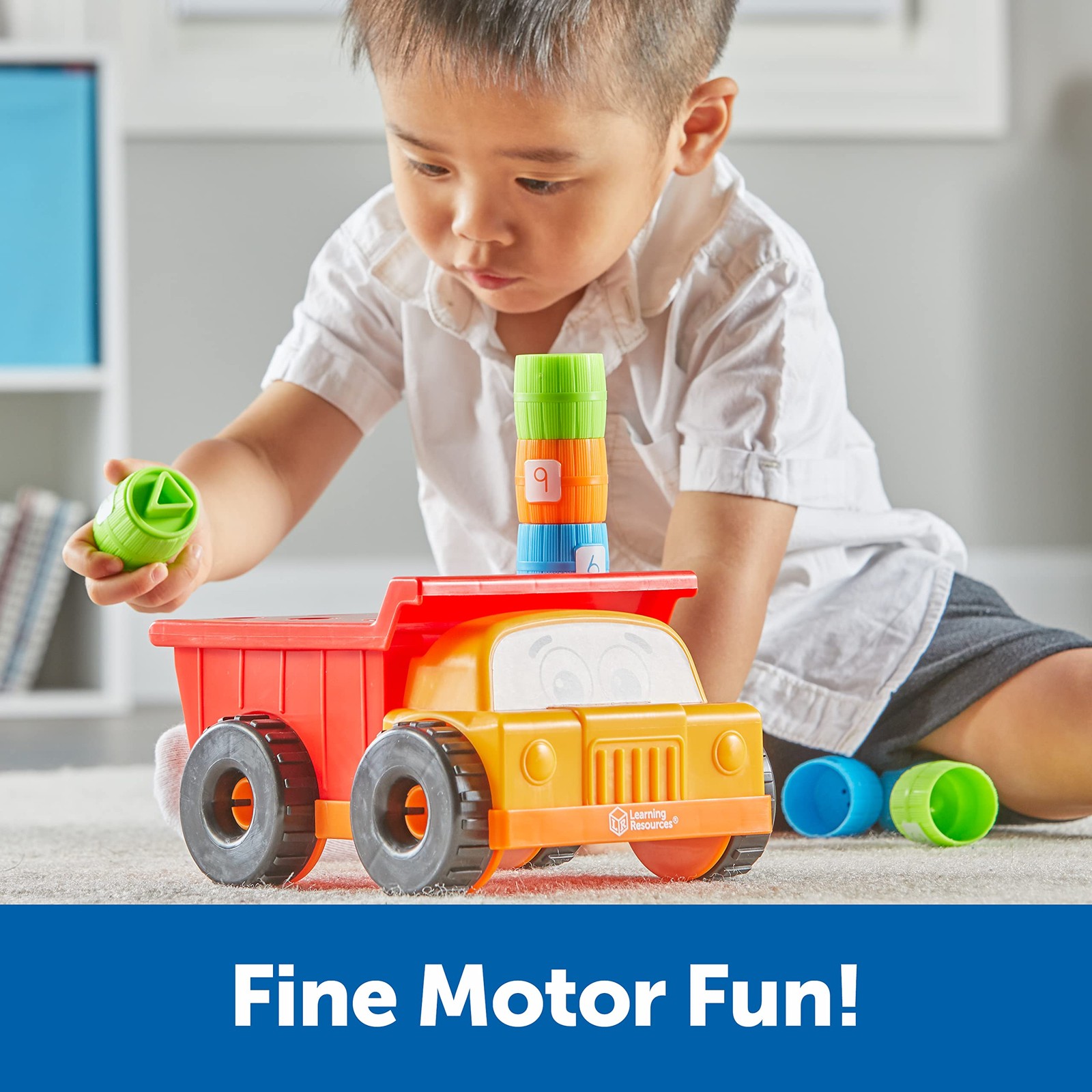 Peg Stacker Dump Truck Toy 10 Pieces Fine Motor Skills Toddler LER9133 Learning