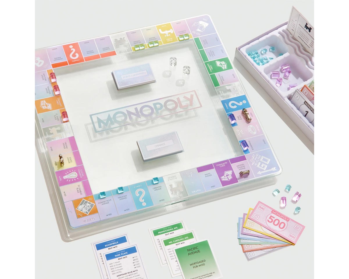 WS Games Company Monopoly Aura Glass Edition Board Game [WSC44120]