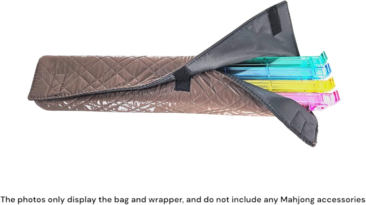 “Coffee”Quilted PU Leather Mahjong Carry Bag with Zippered Storage Pocket.