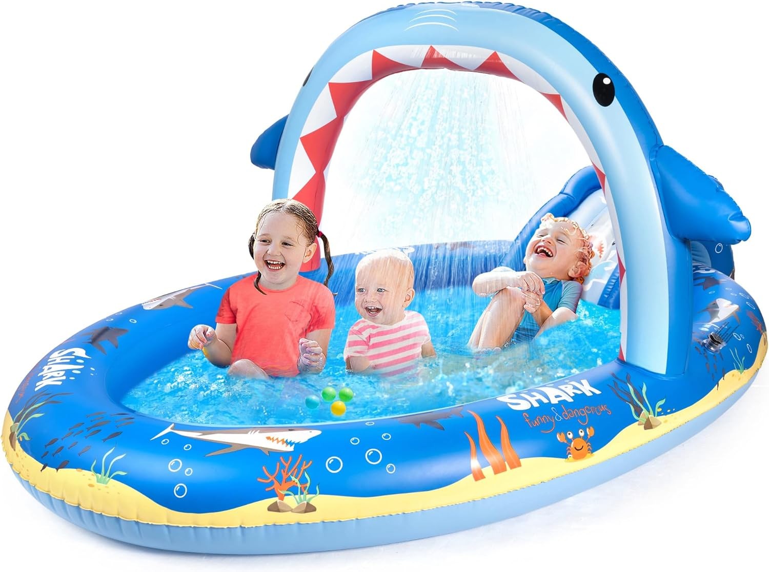 Rainbow Unicorn Inflatable Play Center Kiddie Pool W/ Slide & Sprinkler Children