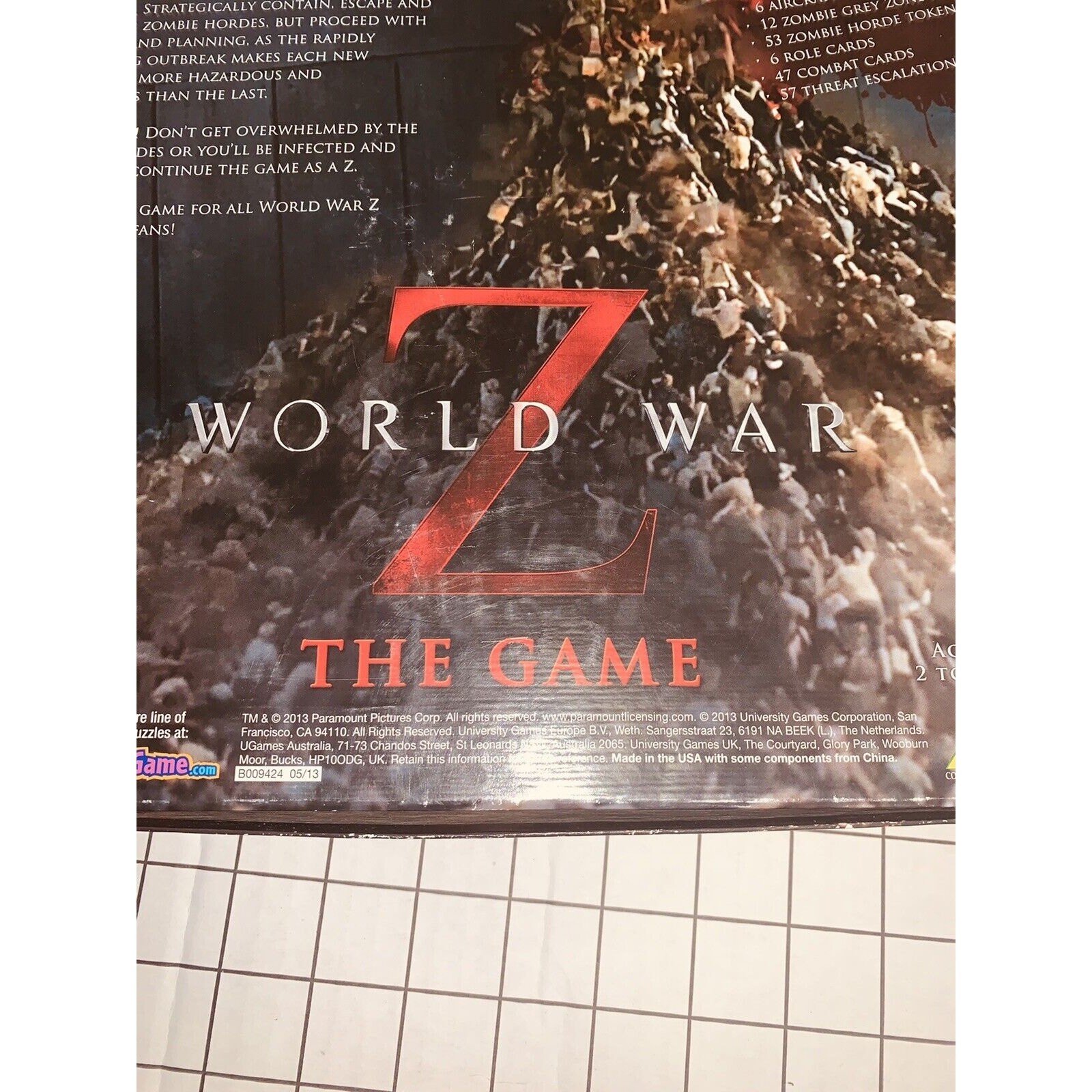 World War Z The Game Zombies University Games Tactical Strategy Board Unused