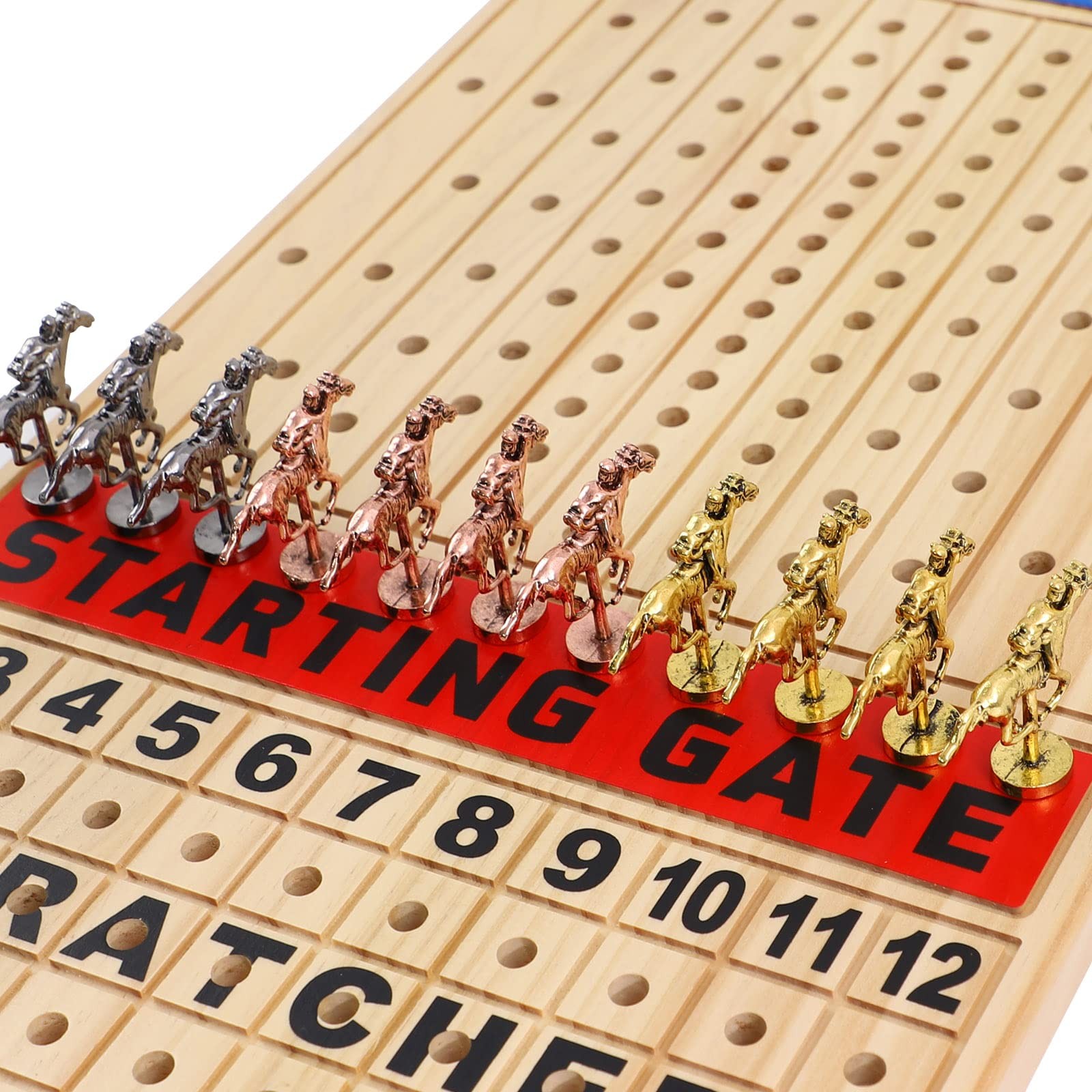 Large 21 inches Horse Racing Board Game with 11 Luxury Metal Horses Thickened Wo