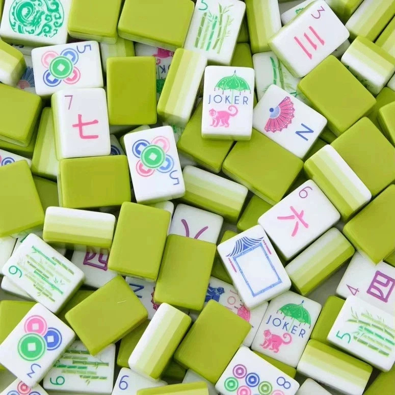 NEW! Vibrant Layered Mahjong Tiles – Full American Set 160Tiles – apple green