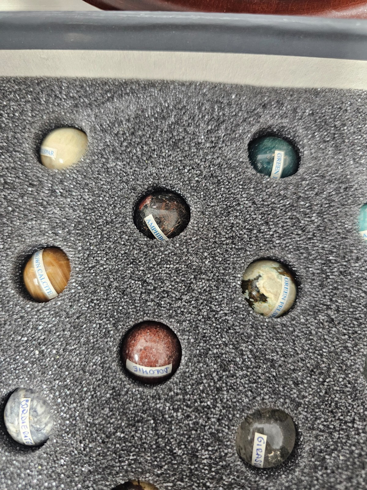 Vintage Boston Museum of Fine Arts Wood Board W/ 38 Precious Stone Marbles Game