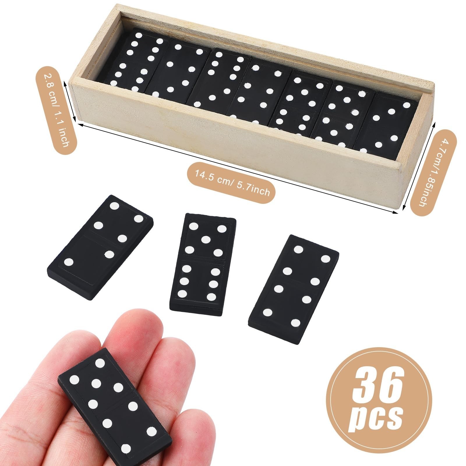 80 Pack Mini Dominoes Set – Double 6 Wooden Tiles for Kids & Adults, Travel Game