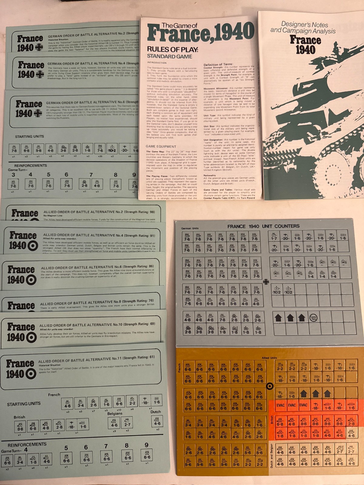 Avalon Hill – France, 1940 – Copy with Yellow Board from 1st Print Run