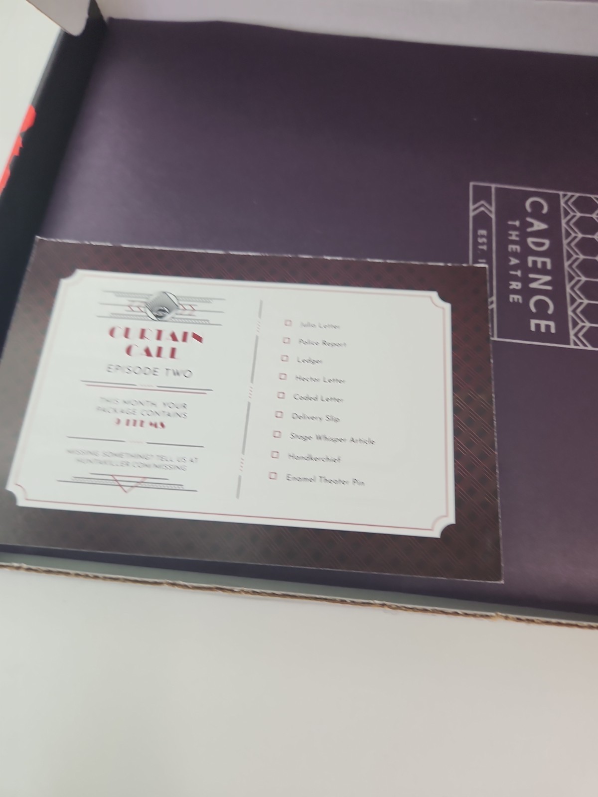 Hunt A Killer Curtain Call Mystery Season Box Episode Two (2)